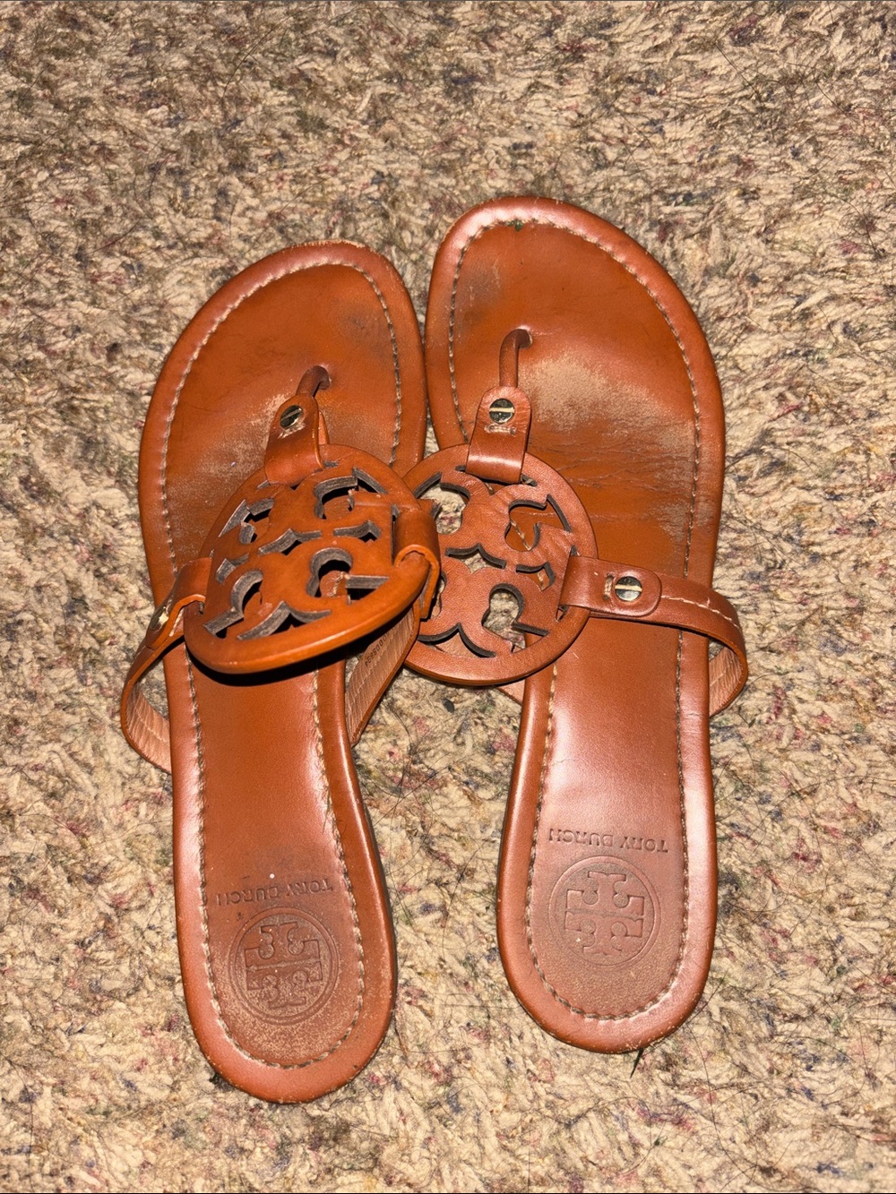 Tory Burch Brown Miller Leather Logo Thong Sandals size 9 - Picture 8 of 9